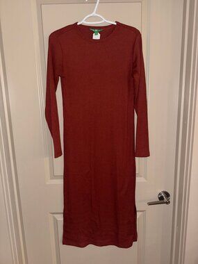 Dip Ribbed Long Sleeve Dress Red Size M